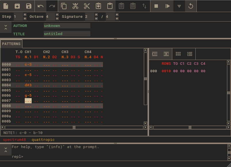 screenshot of pattern with some notes entered